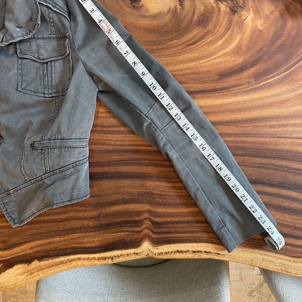 Free People Gray Denim-Style Jacket with Red Trim - Picture 6 of 6